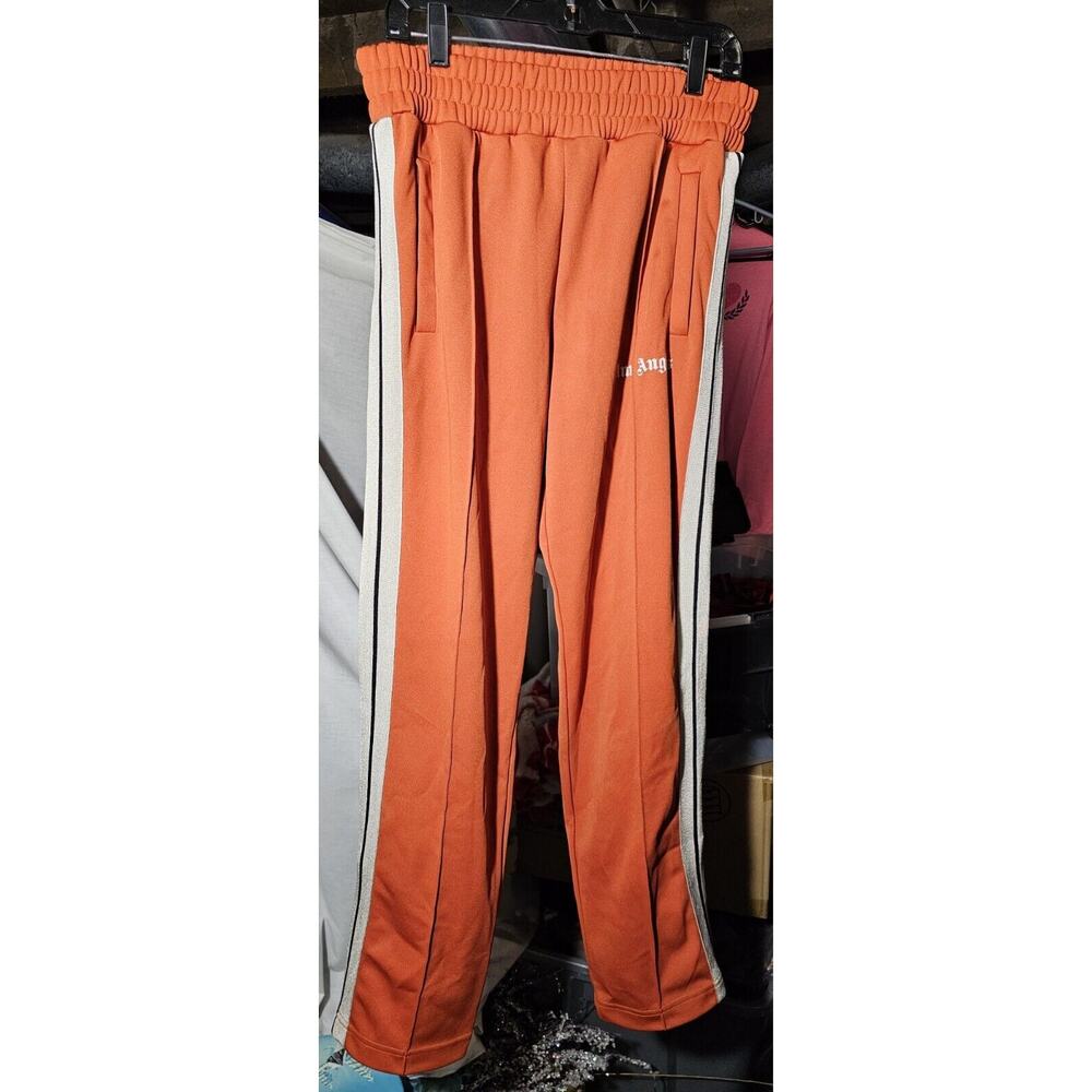 Vintage Authentic Palm Angels Classic Logo Striped Track Pants Orange Size Large